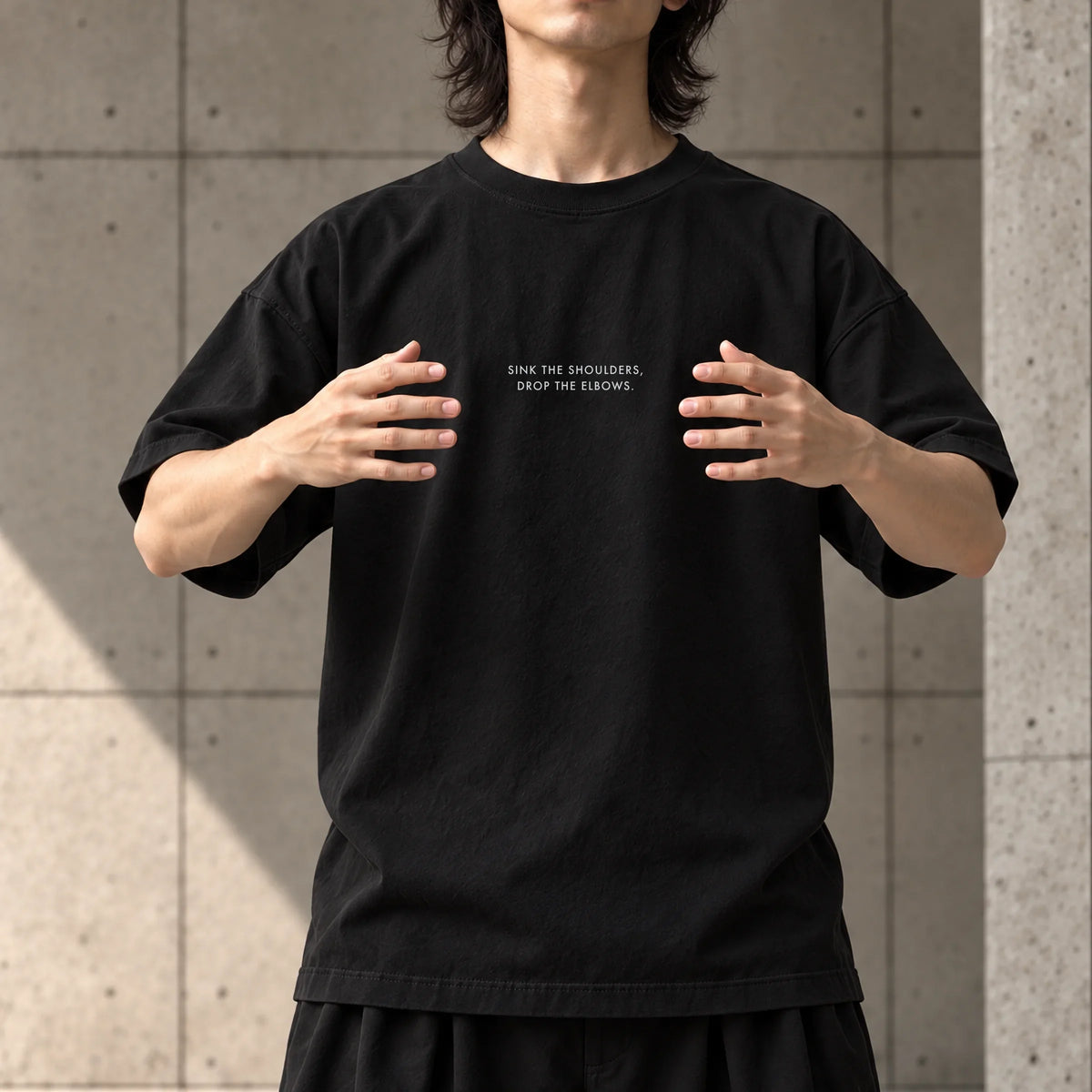 SINK THE SHOULDERS (沉肩墜肘) Oversized Heavyweight T-Shirt
