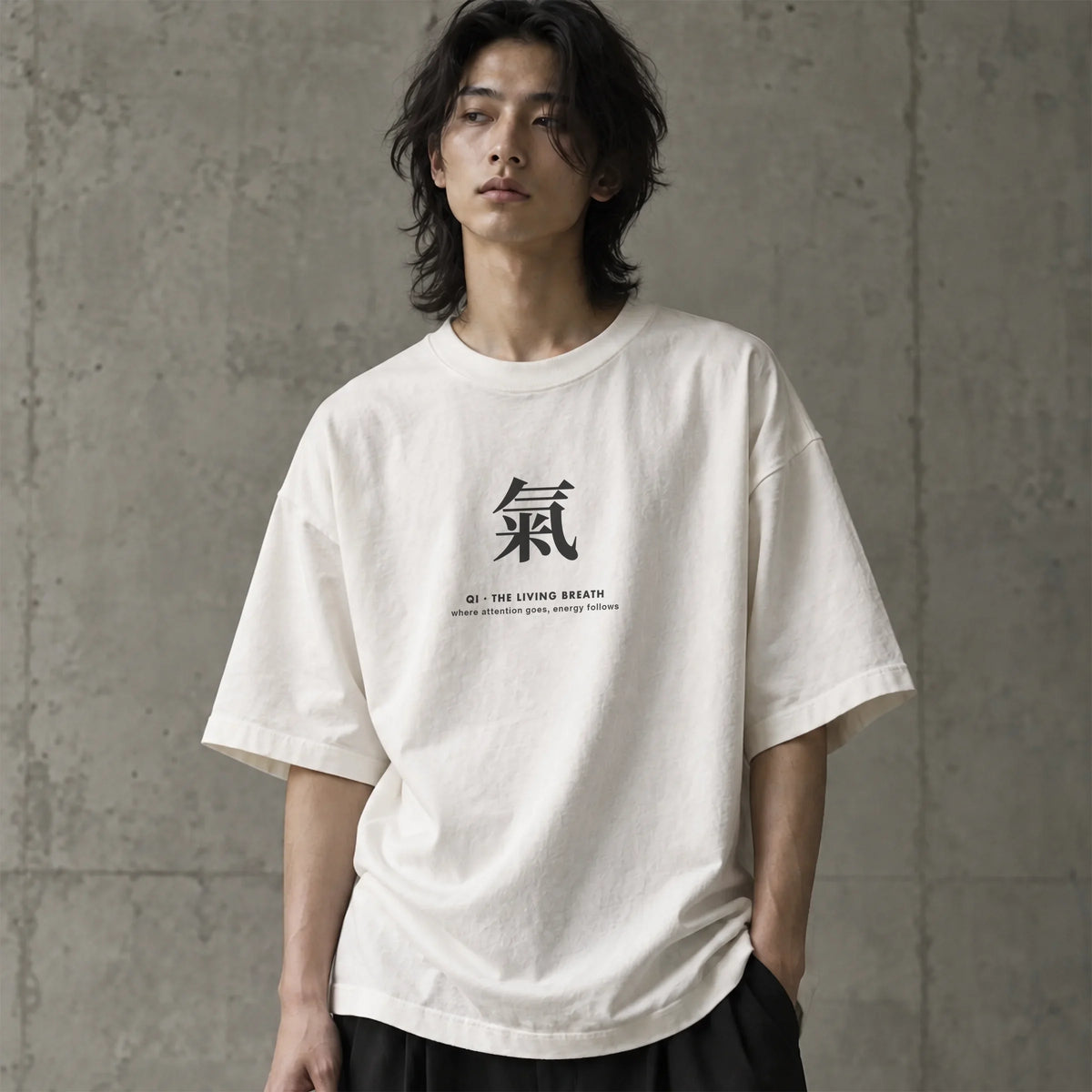 QI · The Living Breath (氣) Oversized Heavyweight T-Shirt